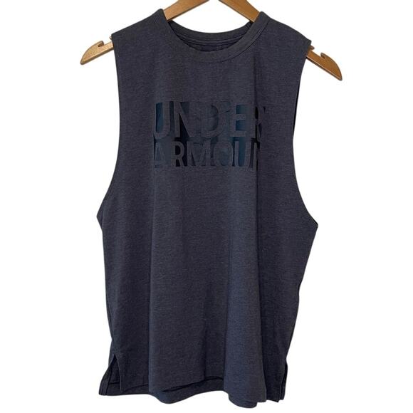 Under Armor Graphic Activewear Athleisure Crew Neck Sleeveless Tank Top Gray Sm - Picture 1 of 8